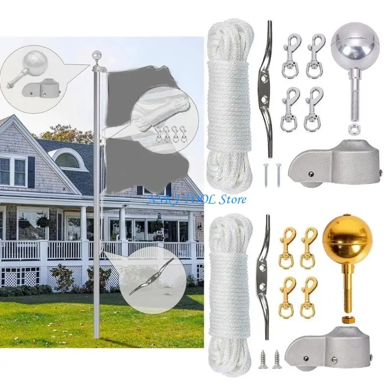 L8RC Flagpole Hardware Set Including Ball Joint And Truck For Outdoor Garden Use