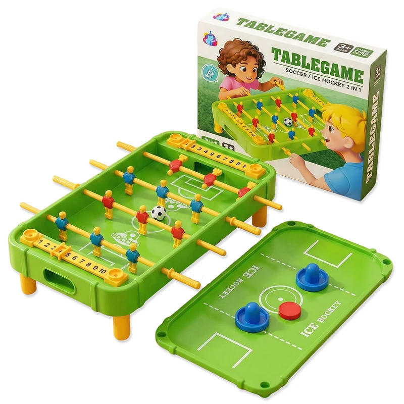 Mini Football Table Board Games Children Toys 2 in 1 Soccer Ice Hockey Sports Arcade Combo Games Indoor Family Interaction Games
