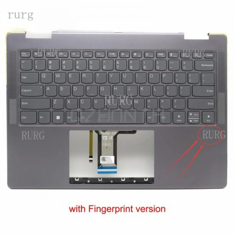 

L New For Lenovo Yoga 7 14IRL8 2023 Palmrest Backlit Keyboard 14" with Fingerprint