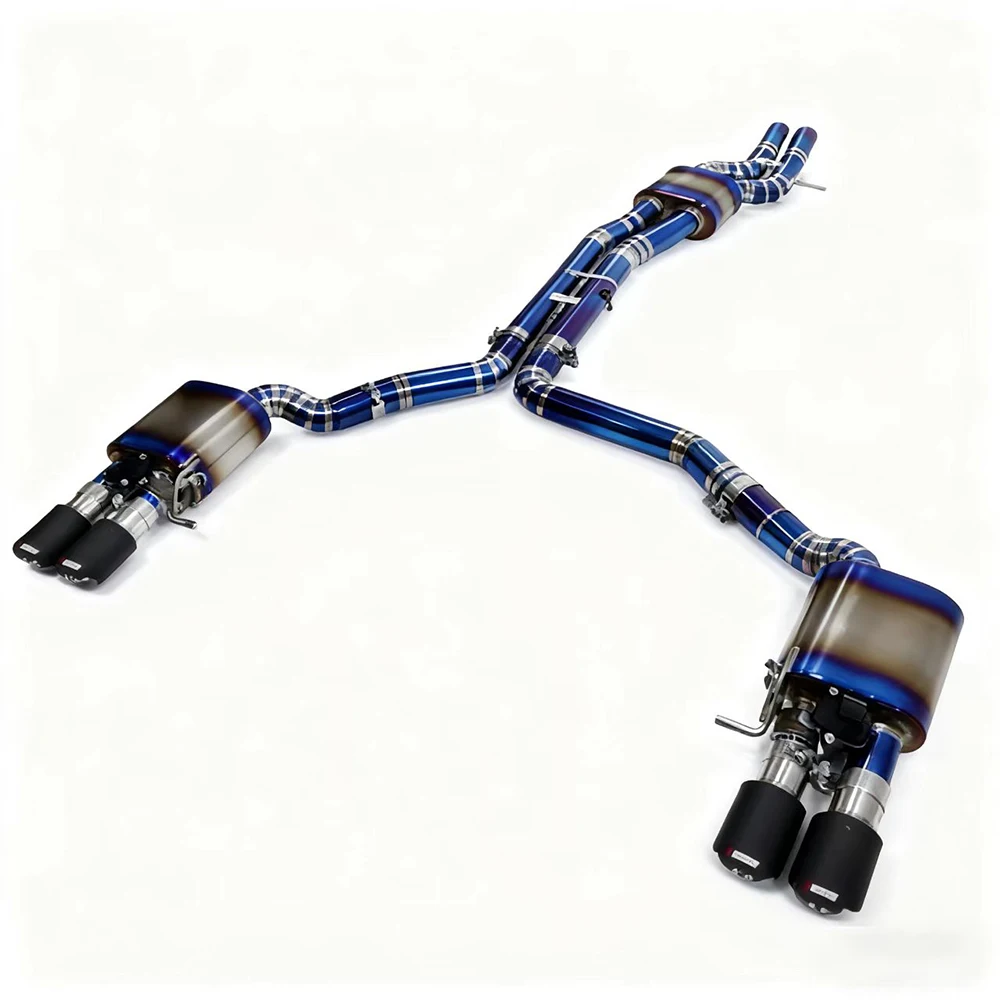 Titanium Valve Exhaust Muffler System with Cat-Back Design, Forged Carbon Fiber Tips & Remote Control for S8 D4 4.0T V8