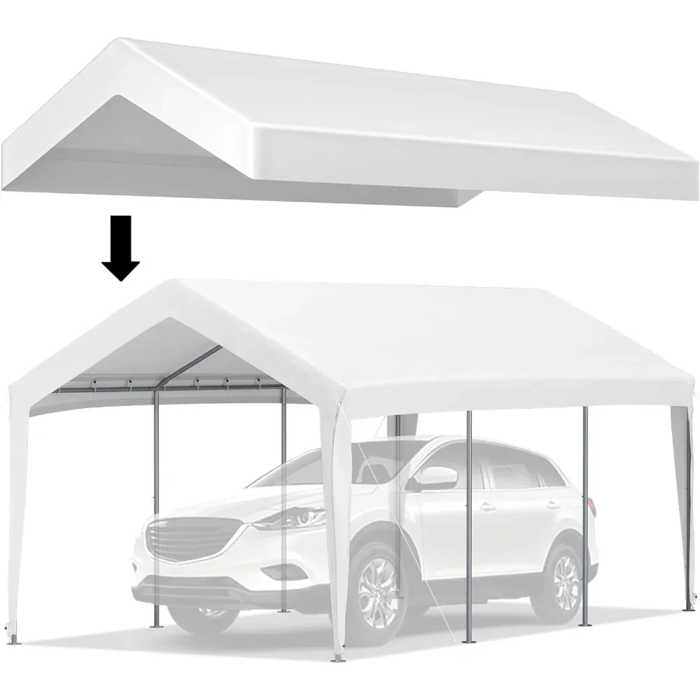 

Carport, Triple Tier PE Fabric Garage Top Tarp Awning Cover for Party, Garden (frame Not Included) 10 X 20 Ft