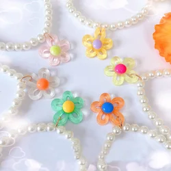 Colorful Flower Pearl Cat Collar Pearl Dog Necklace Jewelry Collar Puppy Accessories For Dog Cat Puppy Jewelry Accessories
