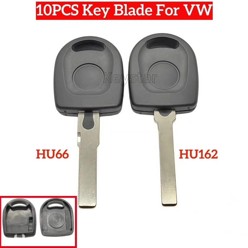 10pcs HU66 Car Transponder Key Shell HU162 Blade Chip Key Case Spare Ignition Key for Golf Polo Passat Tiguan ID48 MQB48 MQB49