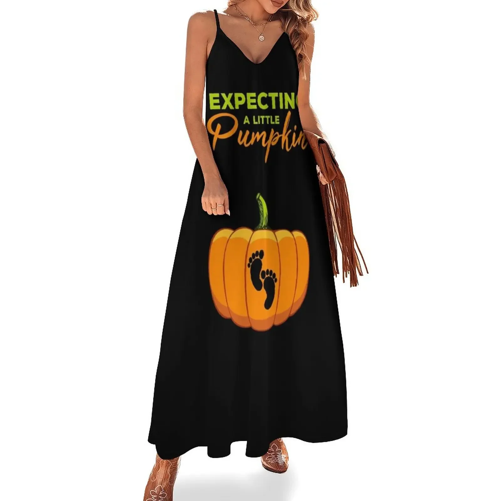 

Expecting A Little Pumpkin Halloween Maternity Sleeveless Dress luxury woman party dress woman dress