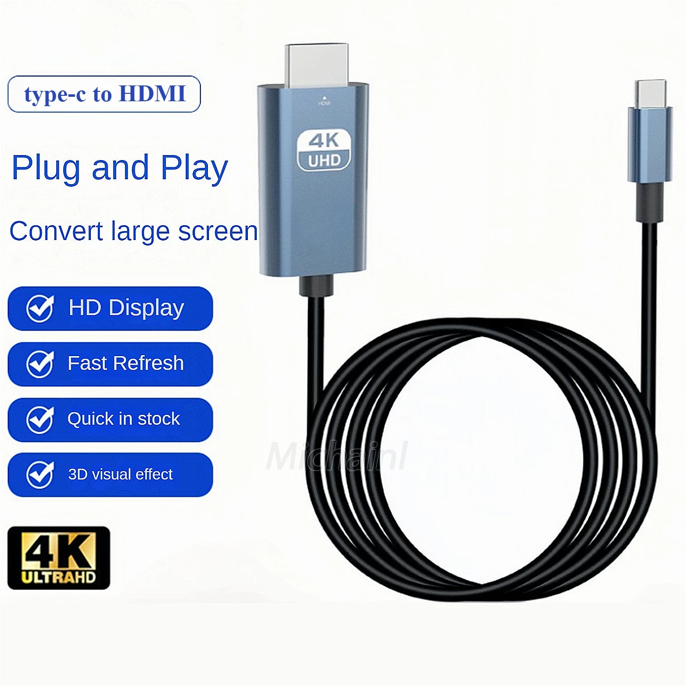 USB C to HDMI Cable 4K@60hz/30hz Type-C to HDMI Cable Ultra High Speed Adapter Cable For HUAWEI Xiaomi Smartphone Tablet