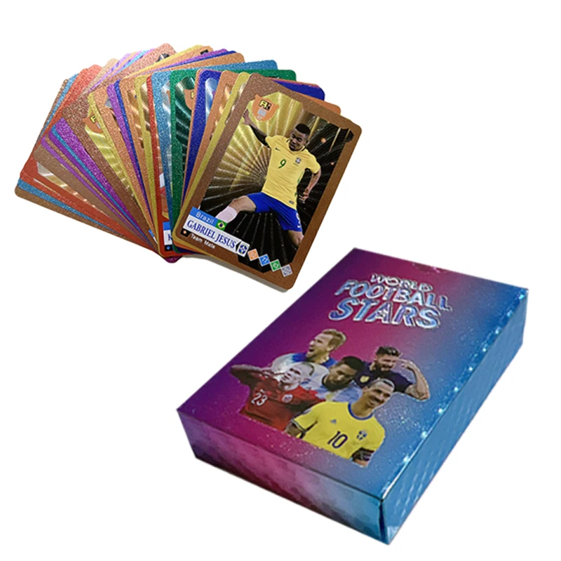 55-27PCS carte da calcio oro e argento edizione limitata carte Superstar del mondo spedizione Sirect carta giocattolo Fan per bambini all\'ingrosso