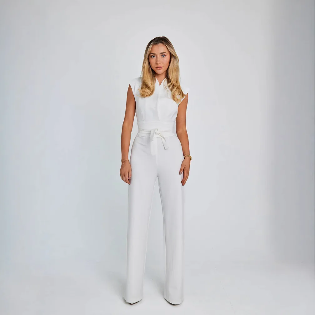 Spring And Summer Versatile Hot Sale Solid Color Fashionable Sexy Women's Sleeveless Slim Wide-leg Jumpsuit