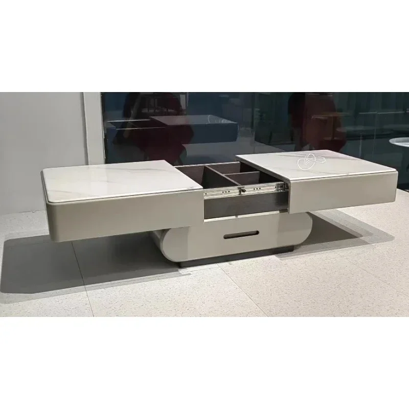 H Rectangle telescopic storage microcrystalline stone coffee table light luxury modern living room simple home