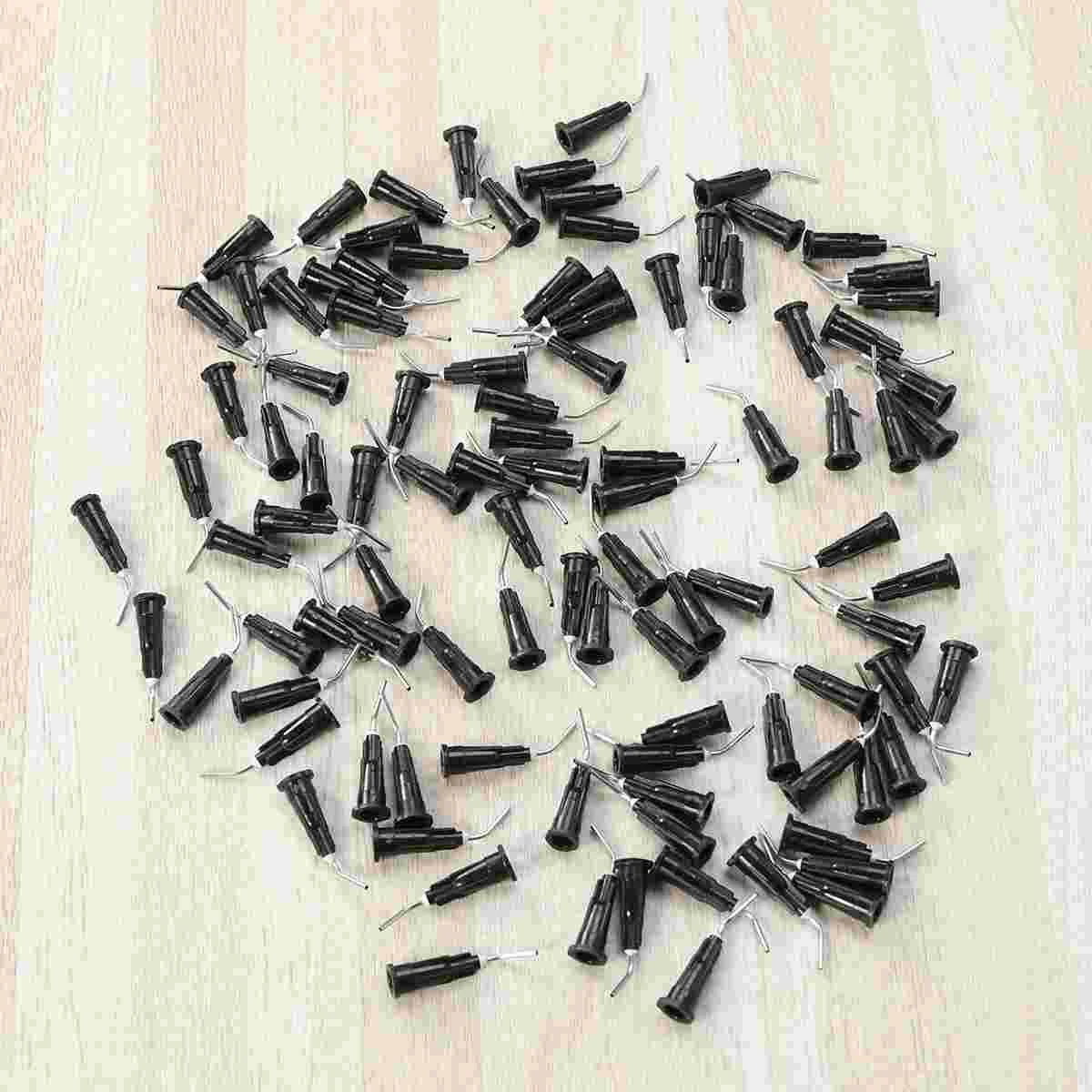 100PCS Harz Dental Gebogene Nadeln Spitze Einweg Dental Verbund Nadeln Dental (18G 12MM Schwarz)