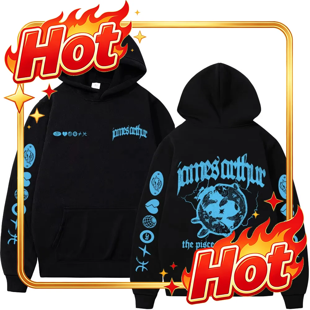 Custom James Arthur The Pisces World Tour Hoodies Men Women Harajuku Sweatshirt Long-sleeved Aesthetic Trendy Casual Hip-hop Spo
