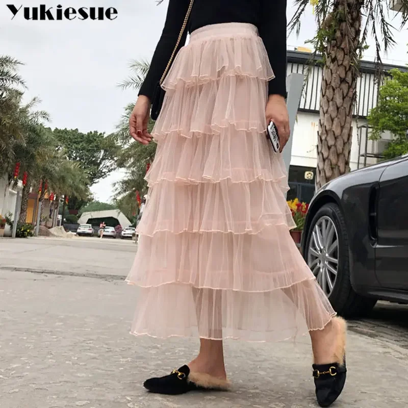 2023 Spring Summer Japan Style Fashion Trend Harajuku Elastic High Waist A-line Skirt Casual Solid Color Long Skirt Languid Wind