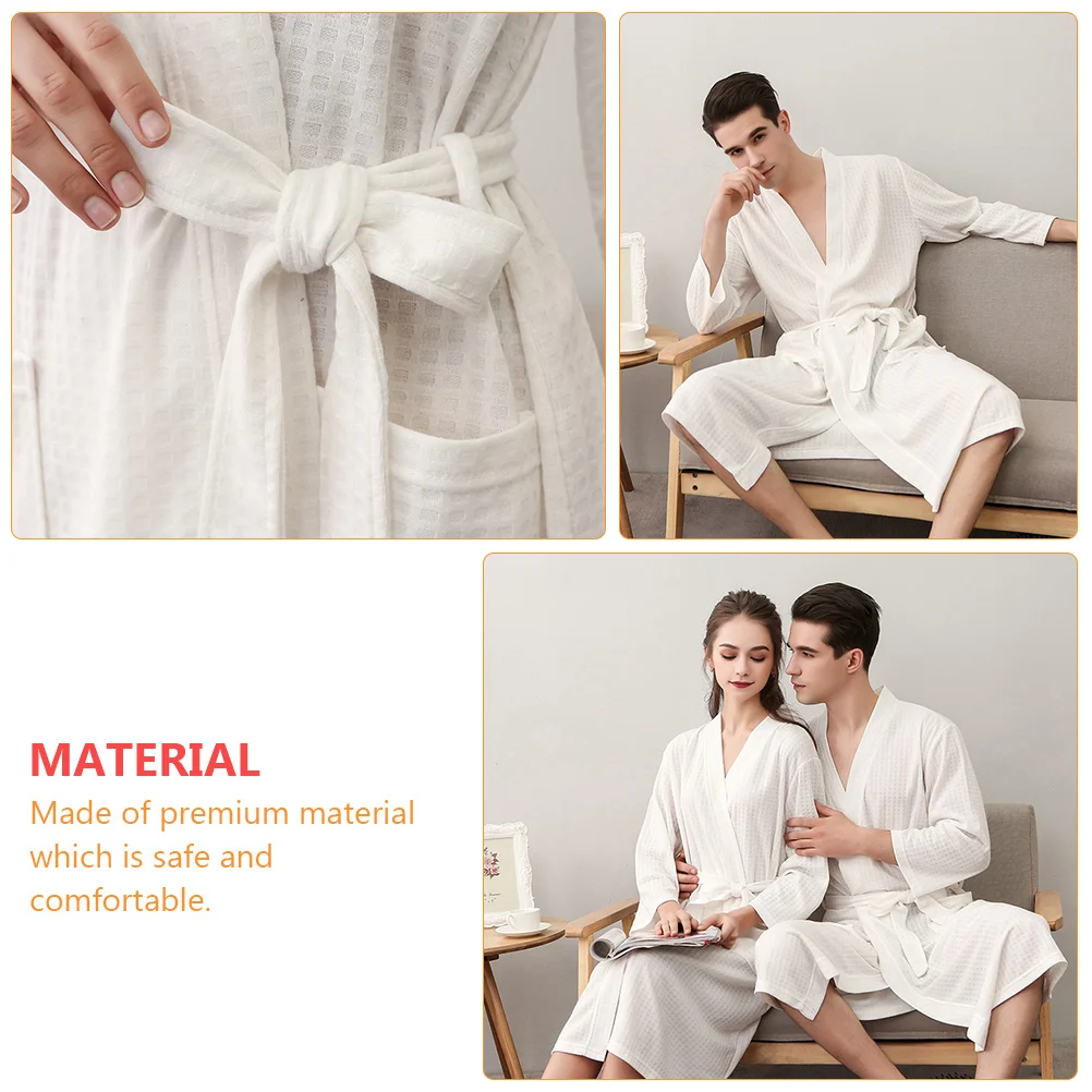 

Seven-quarter Sleeve Couple Nightgown Men Pajamas Home Bathrobe Girl Practical Polyester Quick-dry Bathing Summer Spring Autumn