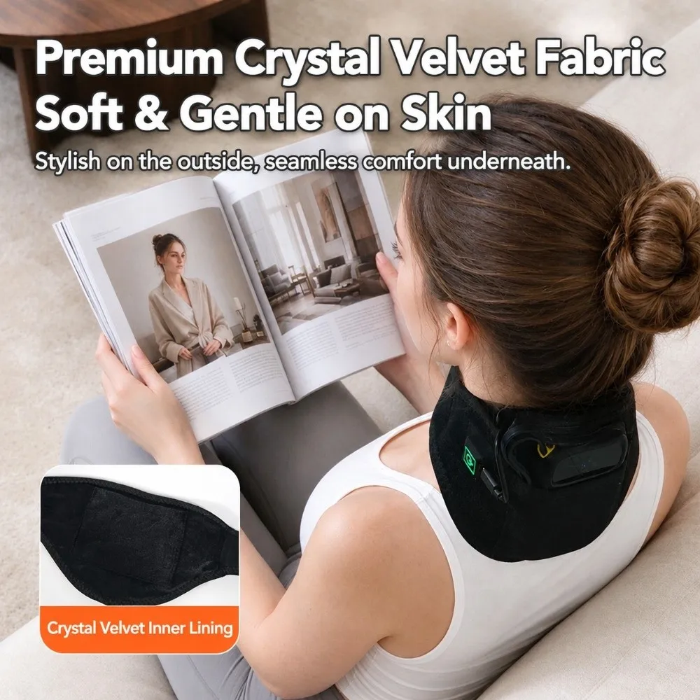 Soft Breathable Polyester Fabric USB Heated Neck Wrap Sturdy ABS Plastic Shell Adjustable Fastener Neck Cover Lightweight