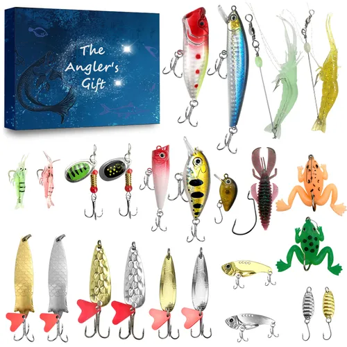 Imagen 2 del producto Calendario Cuenta regresiva para vacaciones: juego de cebo de pesca de 24 días adecuado para hombres adultos y adolescentes de pescadores, la mejor opción para vacaciones