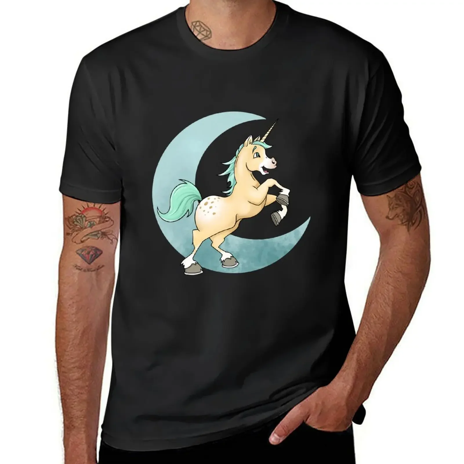 

The unicorn and the moon T-Shirt animal prinfor boys quick drying shirts graphic tee men