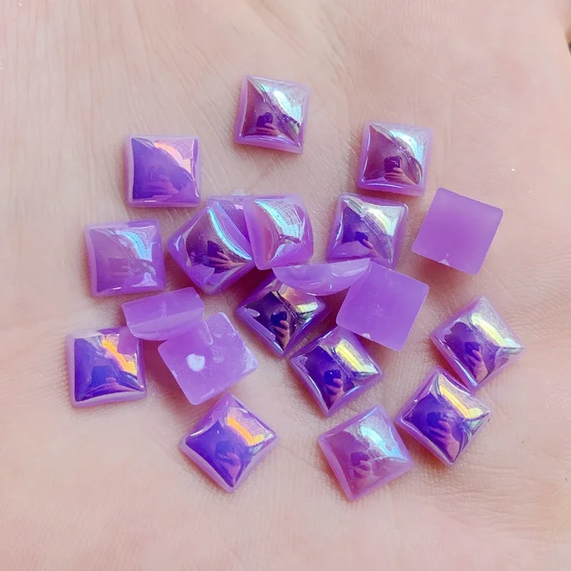 8mm Acrylic Rhinestone AB Acrylic Square smooth surface FlatBack Cabochon DIY Craft/Wedding Decoration 40pcs -7E32