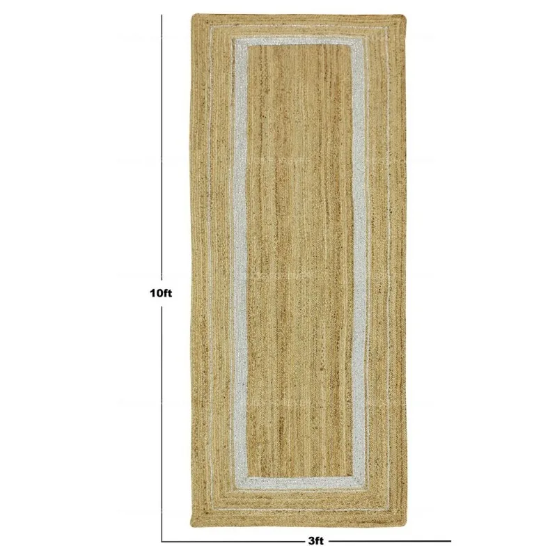 Beige Living Room Mat Handmade Jute Kilim Stair Runner Area Rug Hallway Carpet