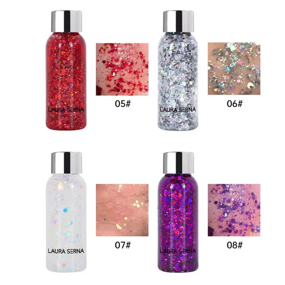 Gel, Sequins Face & Body Glitters Nine Colors Artistic Makeup Eye Glitters Cream Nail Hair Face Body Decoration Art Sequins Gel
