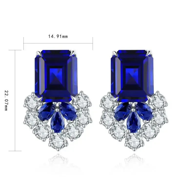 RUIF 2024 New S925 Silver Main Stone 12.00ct  Lab Sapphire Earrings White Simulated Diamond CZ Gemstone for Women Jewelry