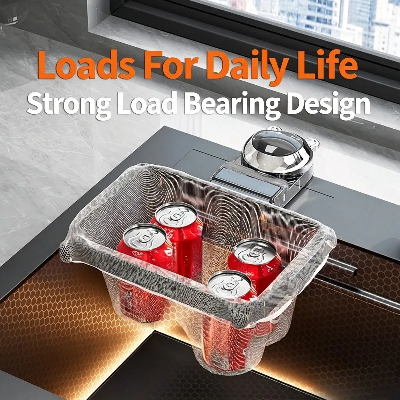 Sink Suction Cup Draining Rack Foldable Kitchen Food Residue Filter Basket Multifunctional Water Drain Storage Holder