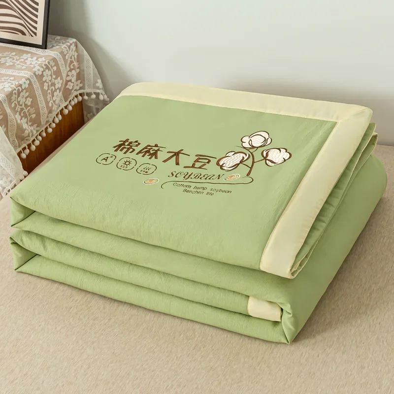 

New Class a Double-Layer Yarn Cotton and Linen Soybean Summer Blanket Washed Cotton and Linen Summer Quilt Airable Cover