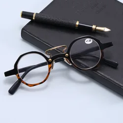 Retro Round Frame Reading Glasses Men Women Fashion Spring Legs High Definition Prescription Glasses Blue Light High-Grade