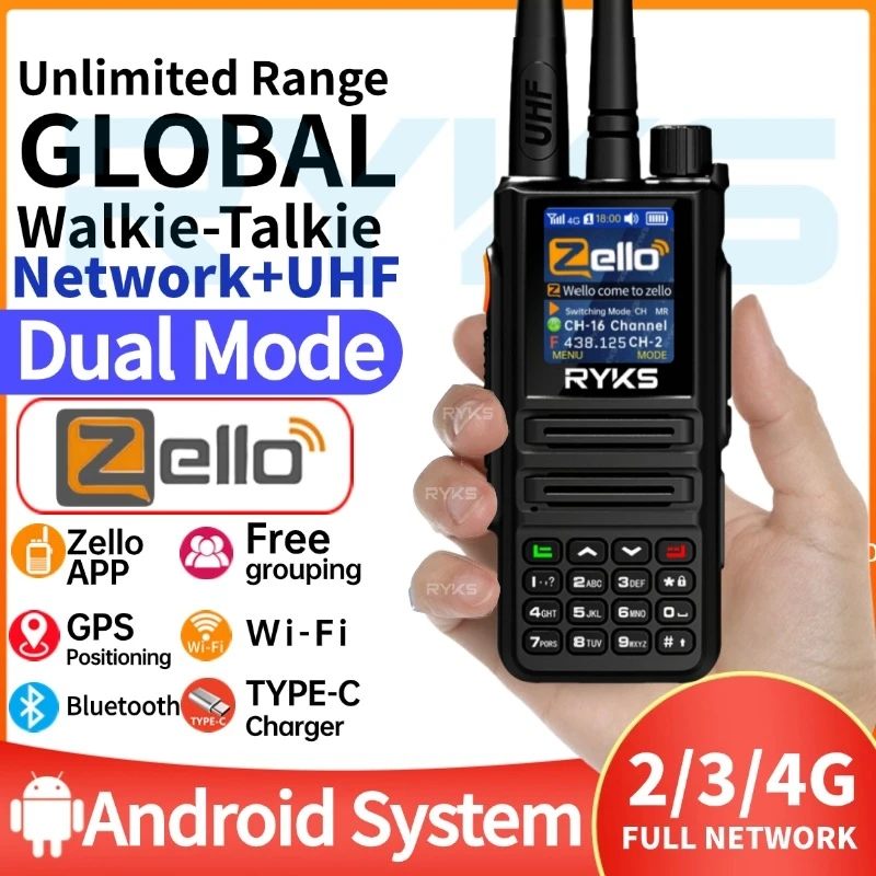 Zello Walkie Talkie 4G Long Range Communication Radio Android Bluetooth 5000Km Wifi Uhf 400-470Mhz Portable Two-Way Radio