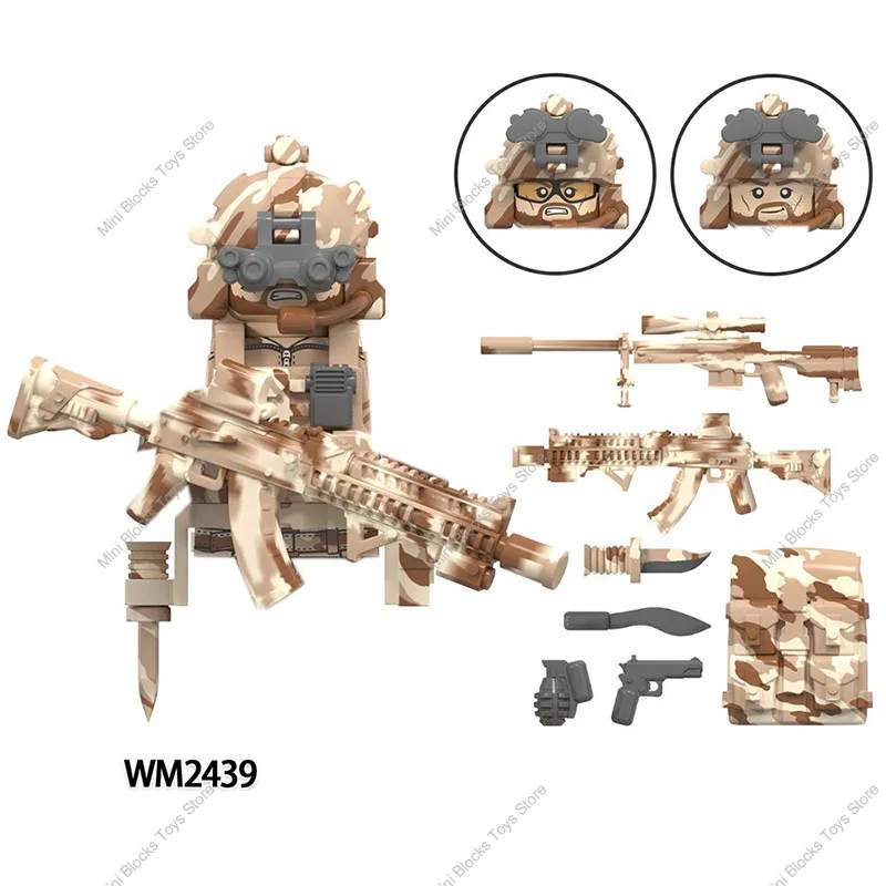 WM6147 tropas de camuflaje militar, nieve, KSK, SSO, fuerzas especiales, Mini bloques de construcción, figuras, juguetes para niños