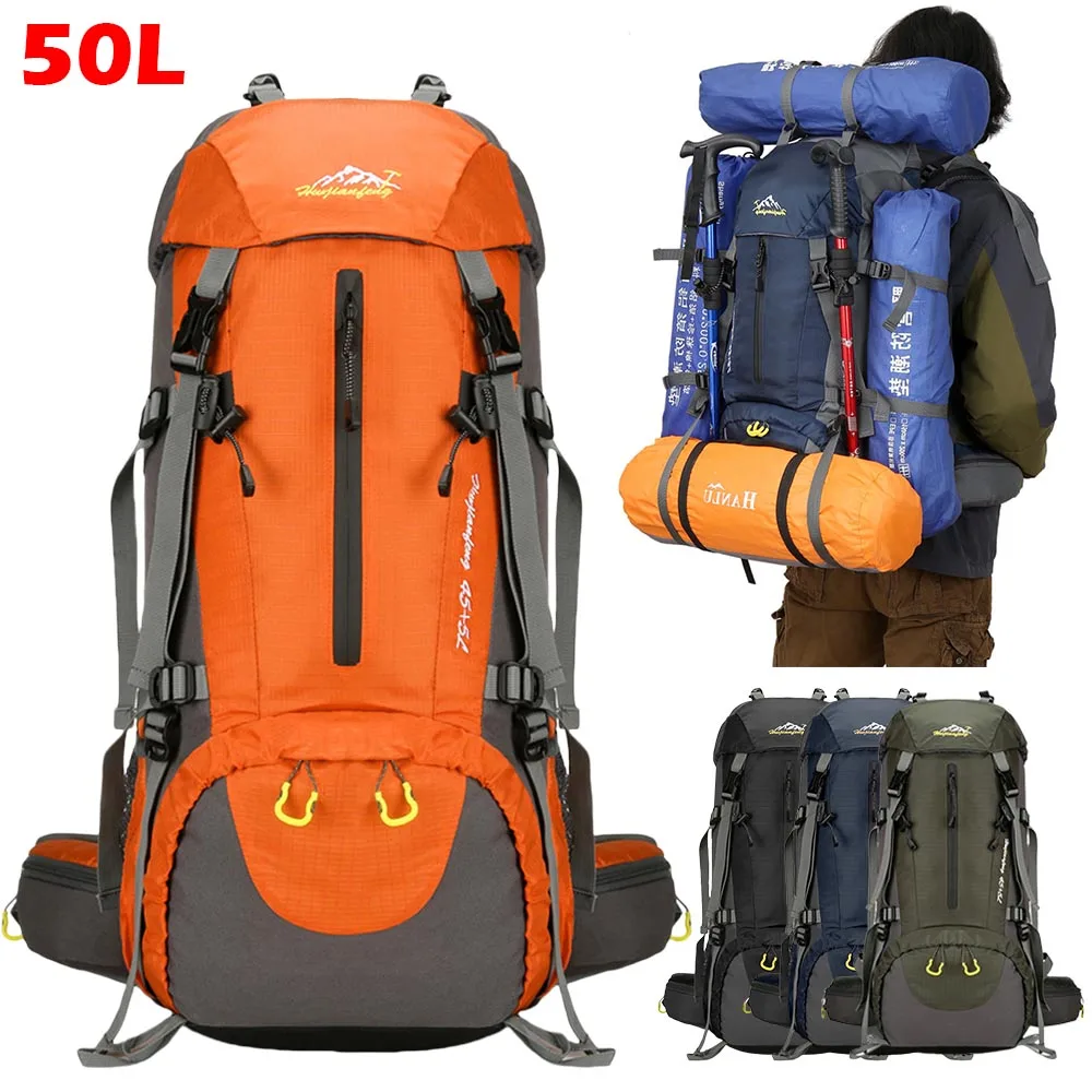 

50L Hiking Backpack Men Women, Large Backpack Packs, Waterproof Camping Backpacks Bag, Camping Essentials for Trekking Travel