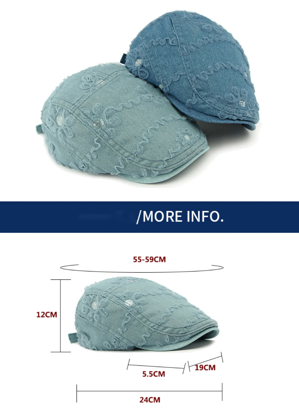 HT4790 Baskenmützen für Männer und Frauen, Frühling-Sommer-Sonnenmütze, Vintage-Künstler-Malermütze, Spitzenblumen-Ivy-Flachmütze, Baskenmützen für Damen und Herren – Detail 3