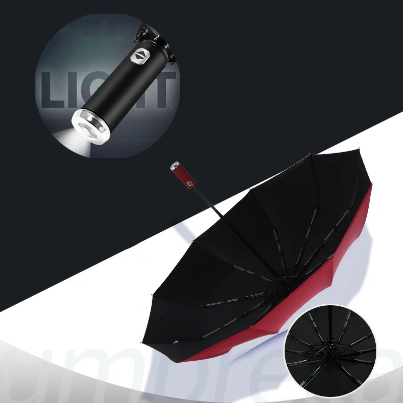 

Windproof LED Flashlight Rrotating Umbrella Gifts For Women Automatic Sunscreen Outdoor High Quality Travel Family Men Paraguas