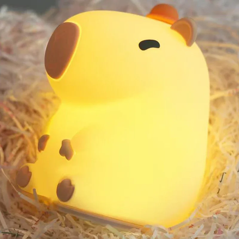 2025 Cute Cartoon Capybara Silicone Night Light USB Rechargeable Timing Dimming Sleep Night Lamp for Children's Room Decor Gift