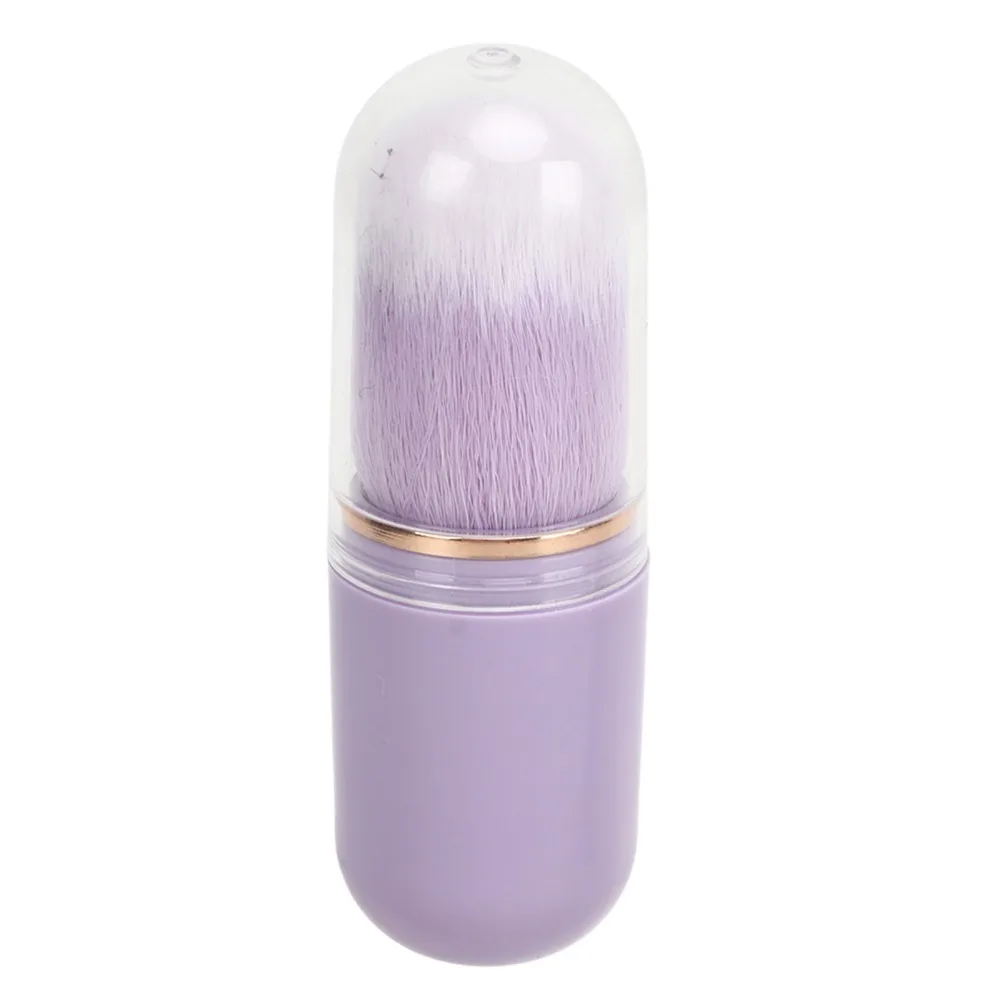 Capsule Retractable Nail Dust Brush Artificial Fiber Rhinestone Handle Portable Manicure Brush Soft Bristles Retractable