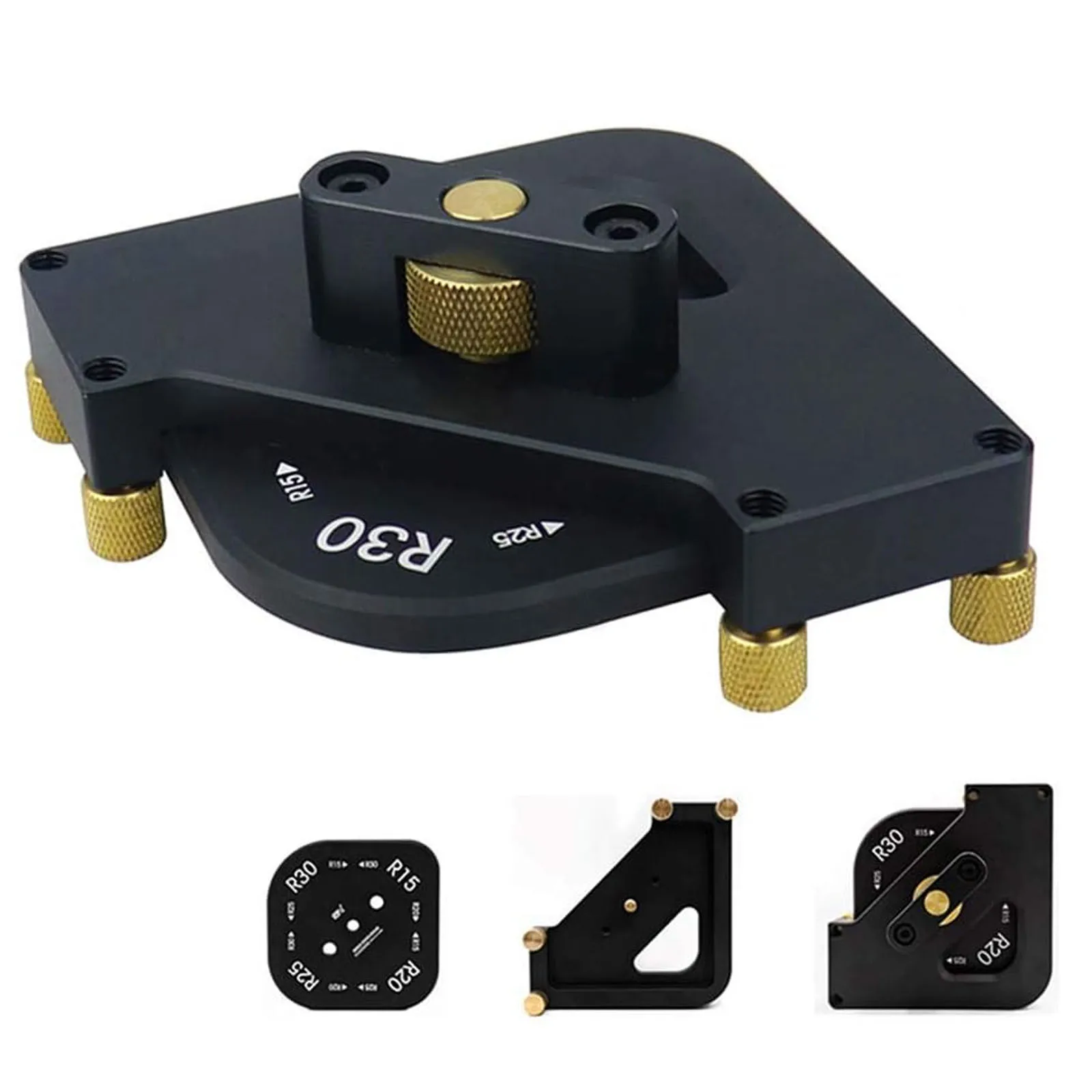 R15-R20-R25-R30 T15-T20-T25-T30 Woodworking Corner Quick Positioning Jig, Corner Radius Template Locator for Trimming Machine