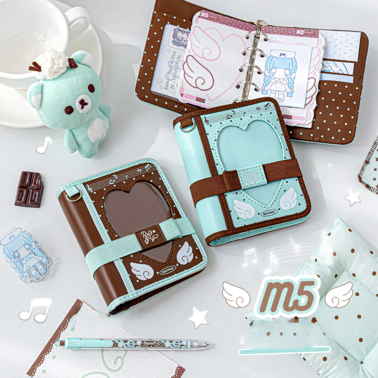Kawaii M5 Notebook Cute Cartoon Loose Leaf Journal Mini Portable Pocket Diary Refillable Daily Schedule Planner Student