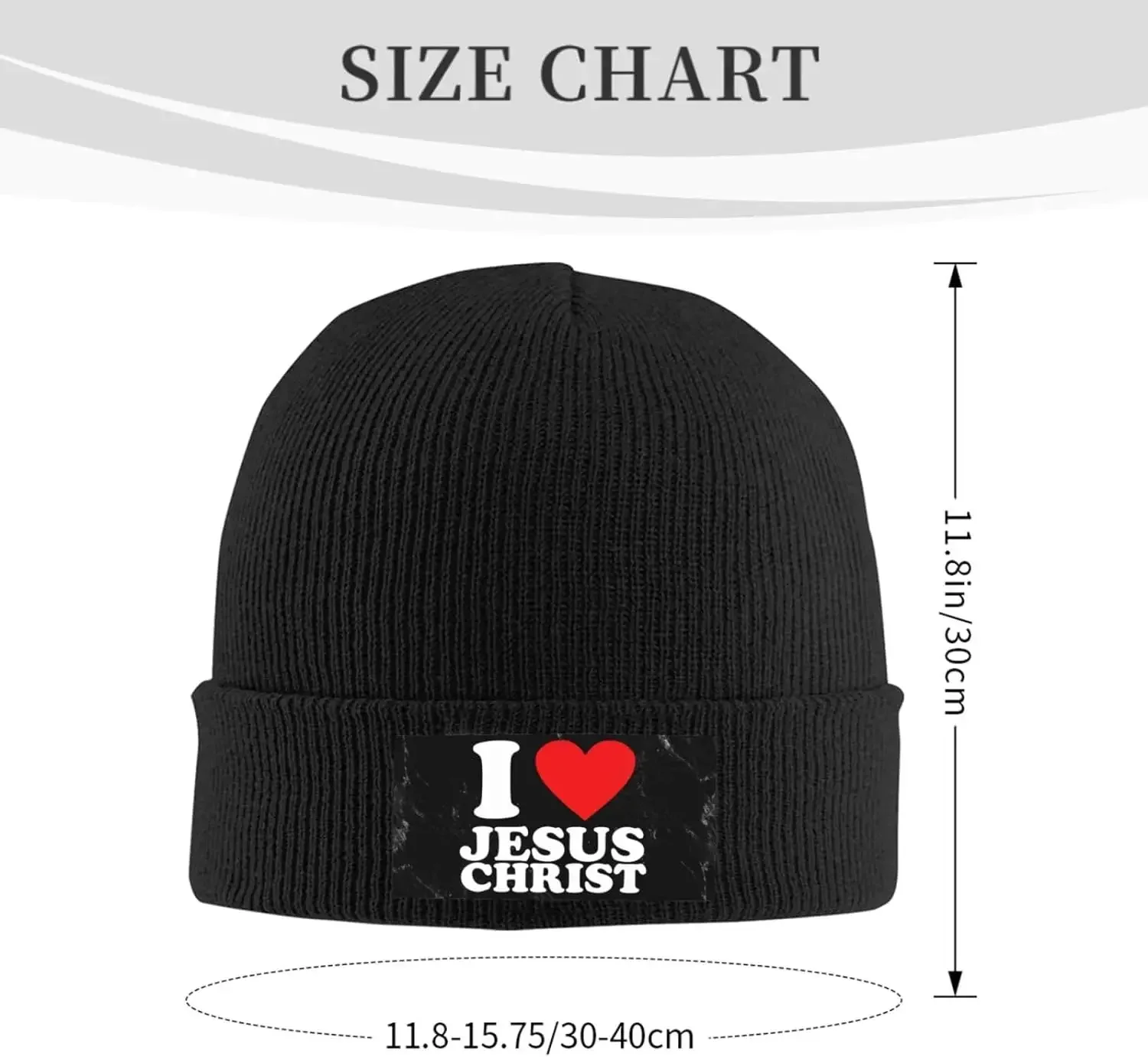 I Love  Christ Knit Beanie for Men Women Winter Warm Knit Beanie Hatblack