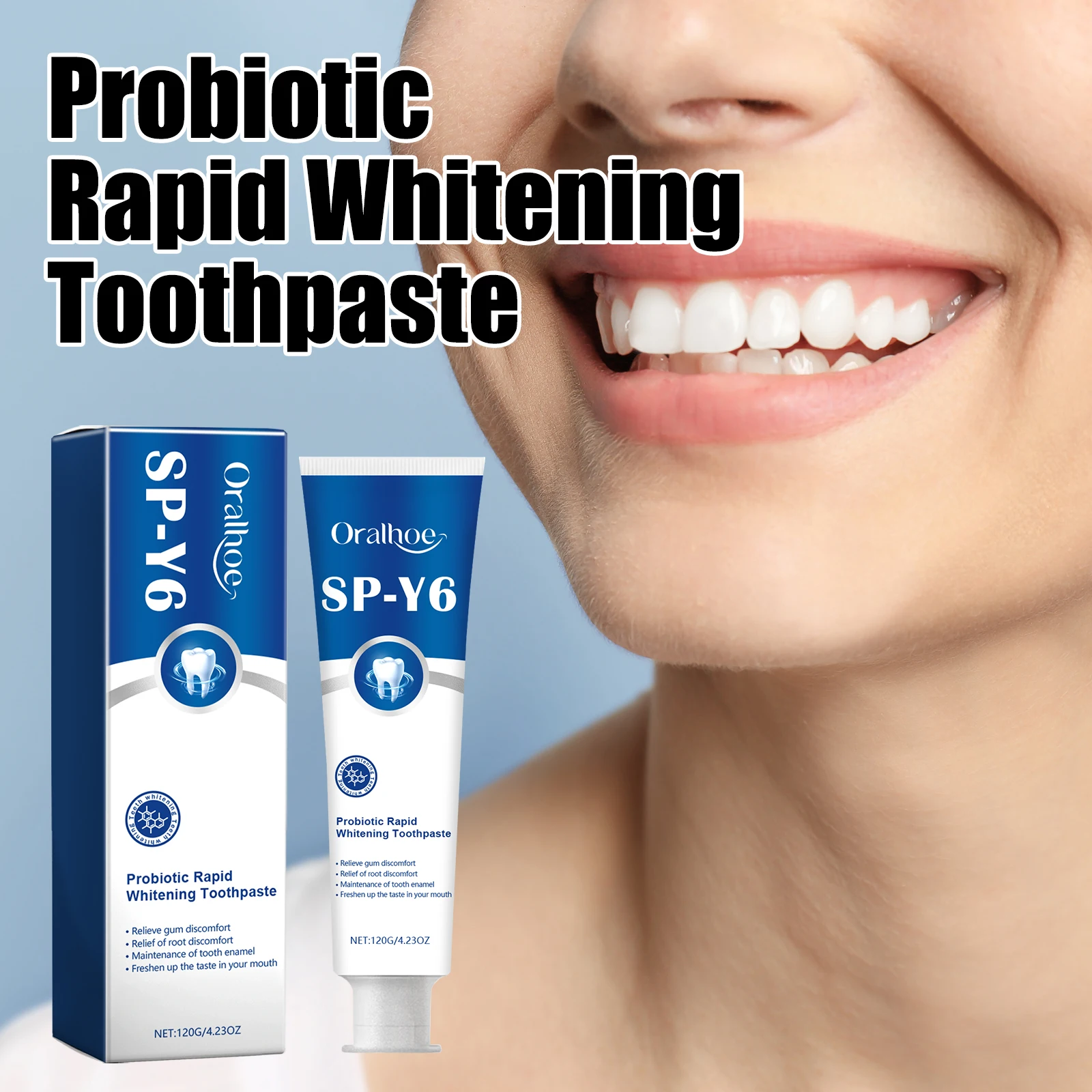 

Зубная паста Oralhoe Probiotic W-отбеливающая зубная паста Свежее дыхание Глубокое очищение Удаление желтых пятен налета Зубная паста для осветления зубов