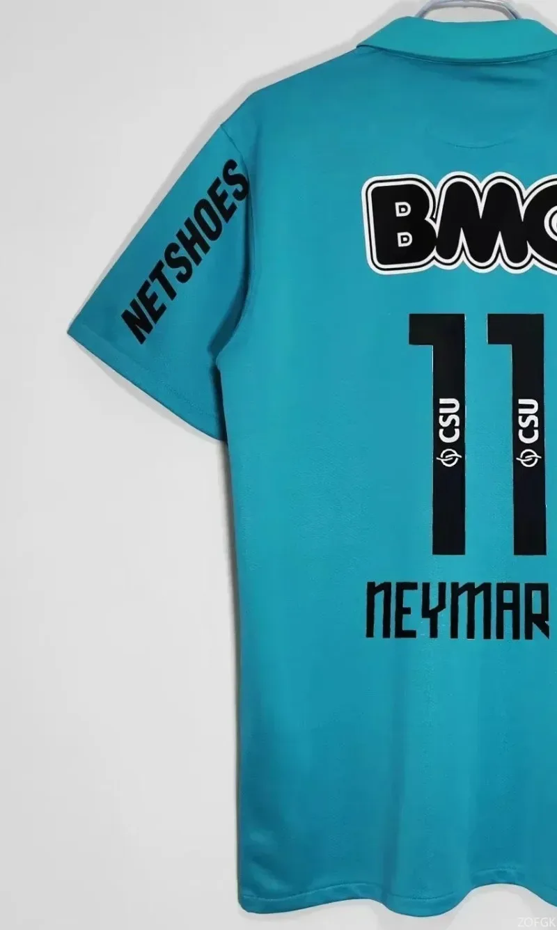 Basilica Santos Jersey Home Neymar No. 11 Short-sleeved Fans Version Retro Football Jersey 3D Printed Breathable Men T-shirts image 4