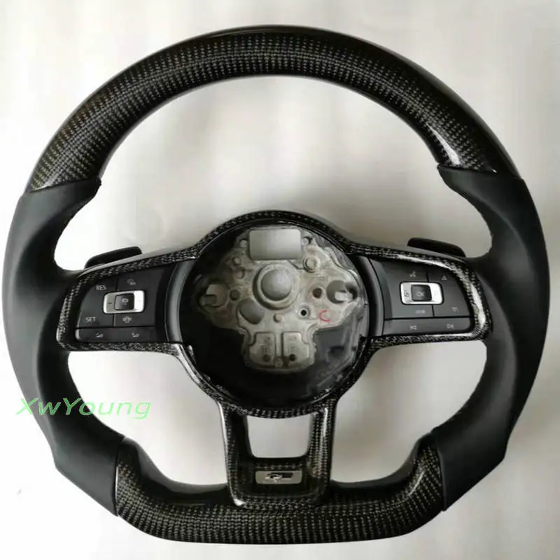 Volante de fibra de carbono para VW, Volkswagen Golf 7 Rline GTI GTS GTD GTE Polo GTI Scirocco T-ROC Tiguan, 100% real