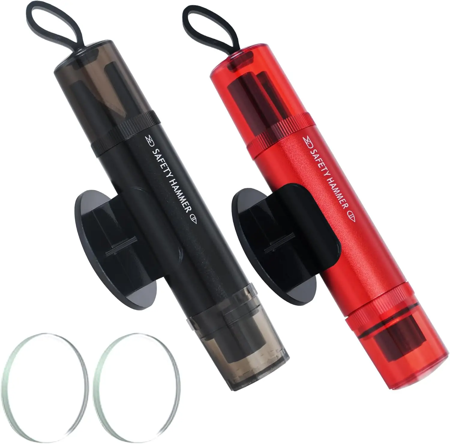 2-in-1 Car Emergency Escape Tool: Window Breaker & Seatbelt Cutter, Tungsten Steel, Compact, for All Vehicles (2-Pack Red/Black)