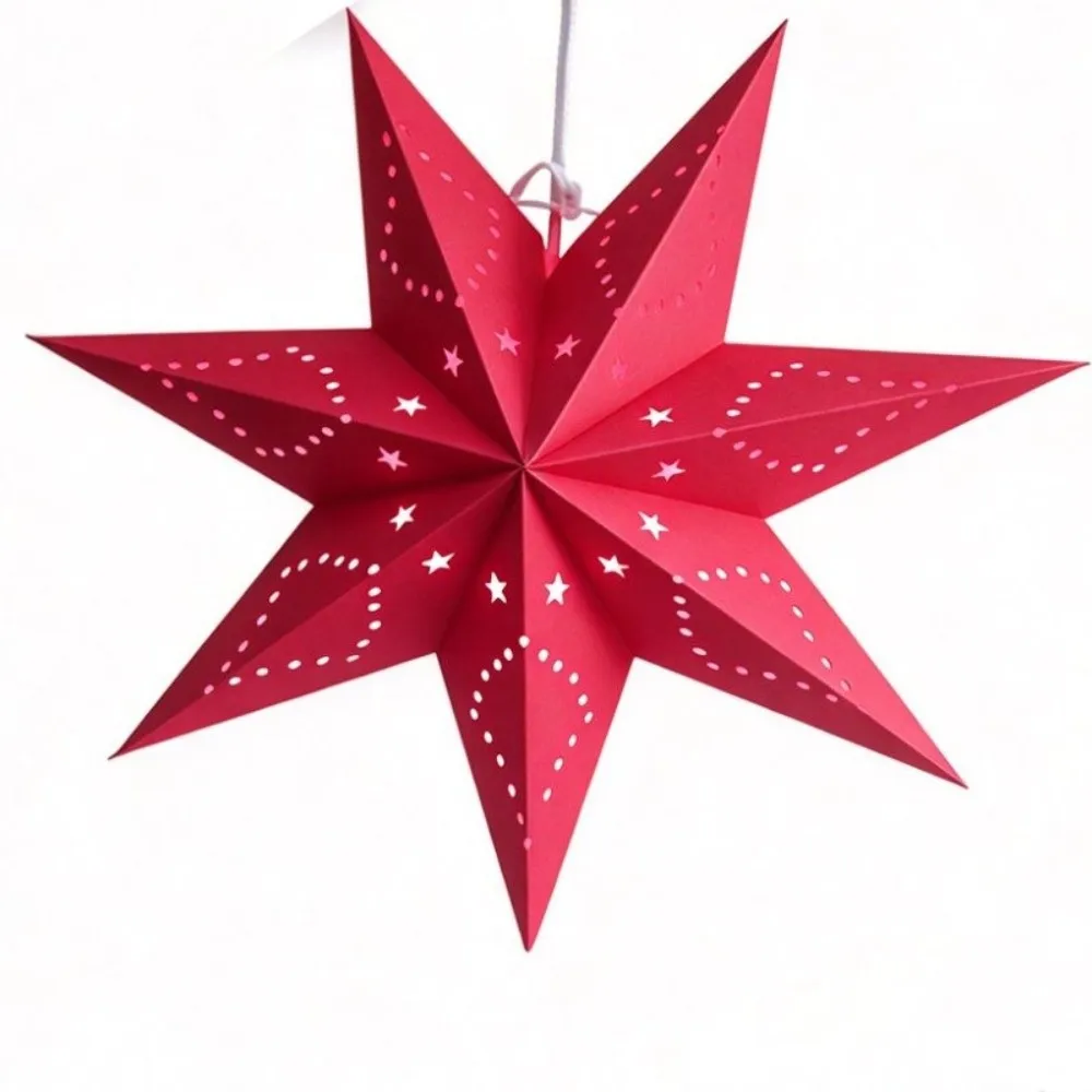 Hollow Out Christmas Hanging Decoration DIY Colorful Paper Star Pendant Foldable Home Decor Lampshade Paper Lantern