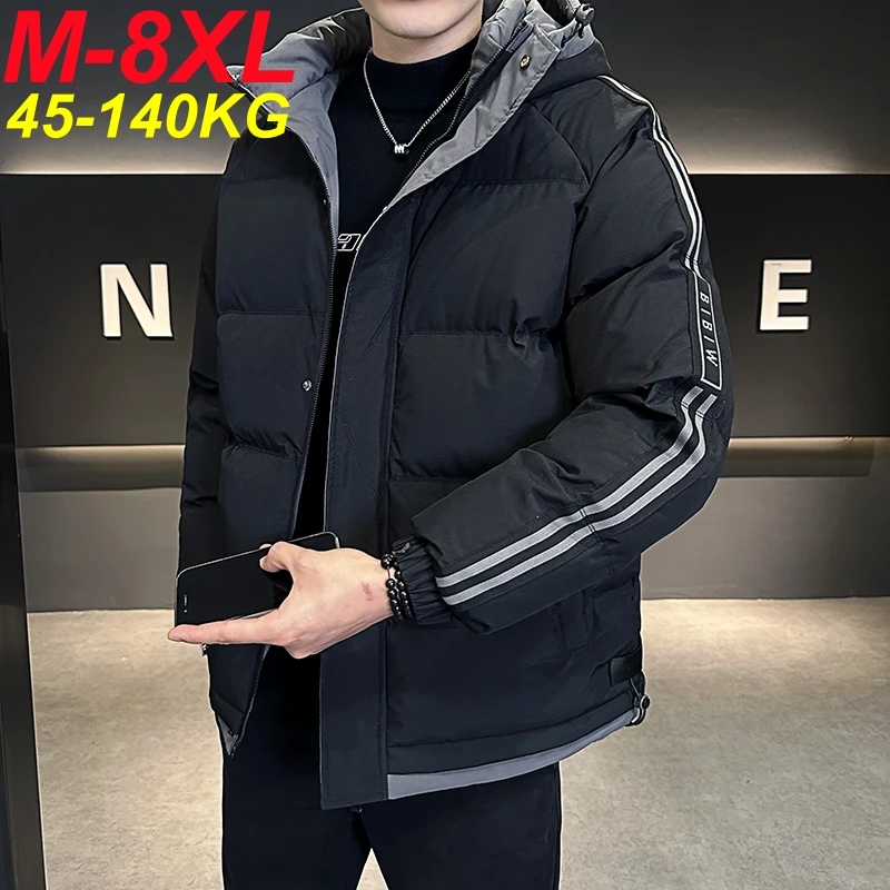 Plus Size 8xl 7xl 6xl Winter Puffer Jacket Men Cotton Padded Thermal Oversizd Parka Coats Hooded Waterproof Thermal Warm Jackets