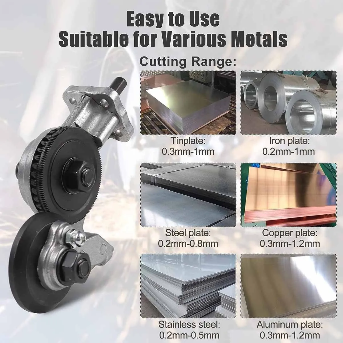 Electric Drill Plate Cutter Shear Attachment For Cutting Flat Metal Sheets Iron Aluminum Copper Steel Nibbler Drill Accessory