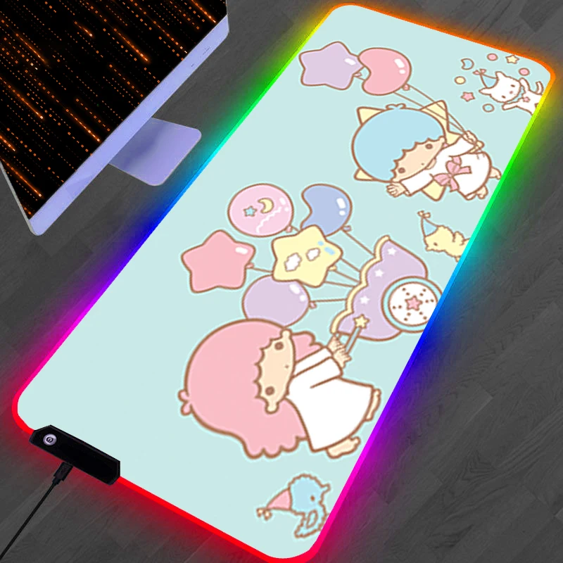 Podkładka pod mysz RGB LED Gamingowa Mata Akcesoria PC HD Podkładka na Biurko Antypoślizgowa Powiększona Podkładka Gumowa L-little T-twin Star Podkładka pod Klawiaturę