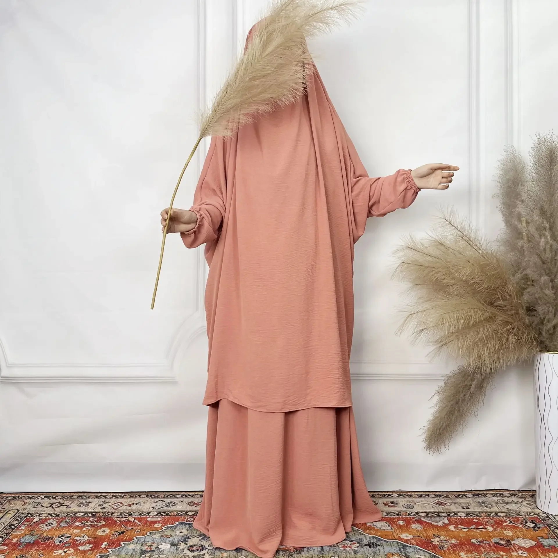 Eid – ensemble de robes 2 pièces pour femmes musulmanes, Abaya de prière, Ramadan, maroc, dubaï, Abayas, Kaftan, tenues islamiques, longue Robe, costume Jalabiya