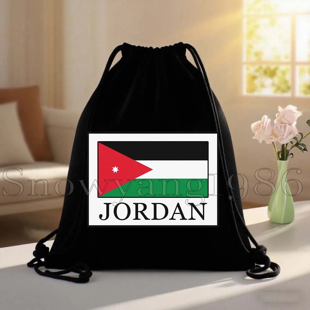 Petra Jordan Flag Map Travel Cute Gifts Canvas Drawstring Bags Soccer Backpack Gym Sackpack Gifts String Bag for Hiking Sports