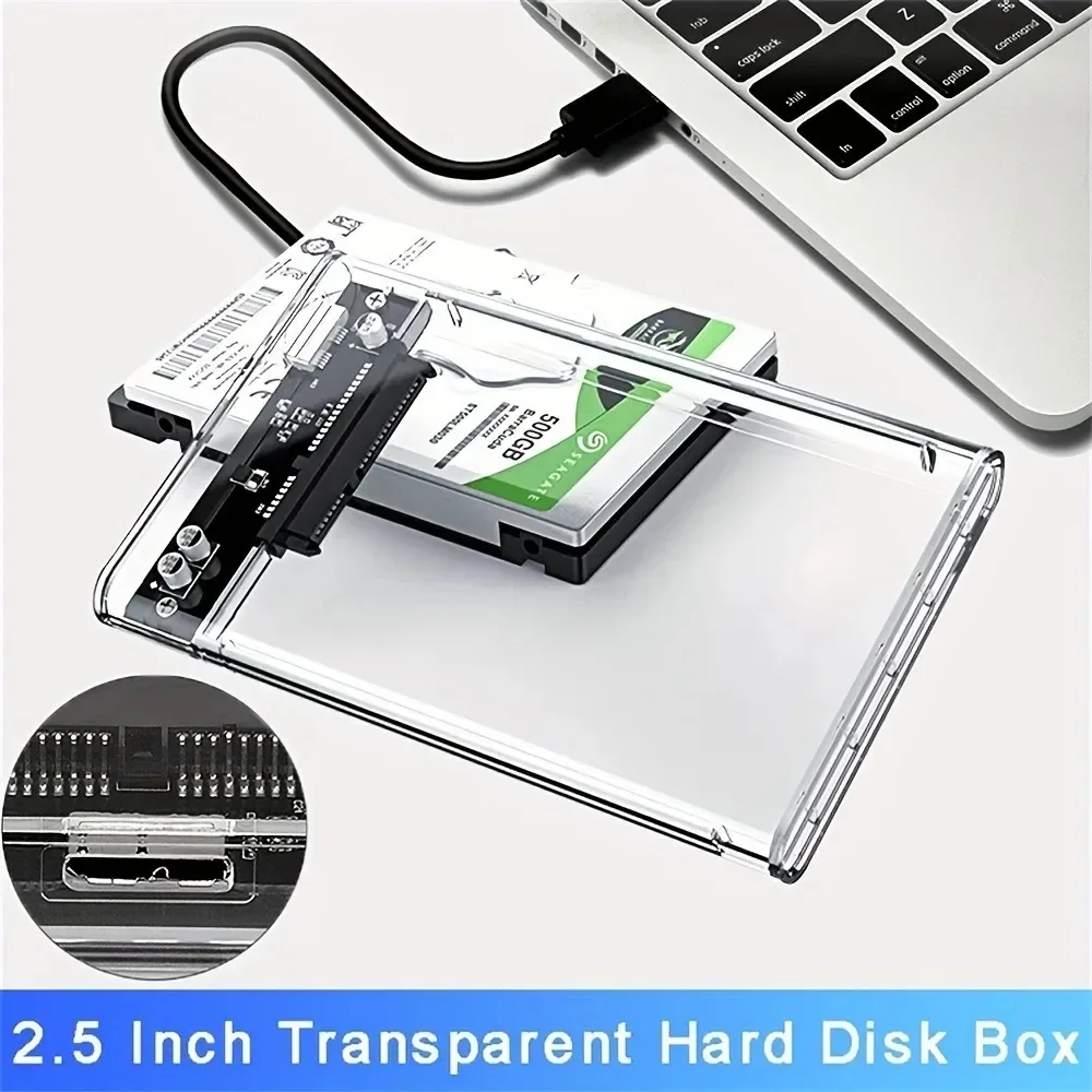 USB 2.0/3.0/Type C to SATA SSD HDD Enclosure, Tool-Free 2.5 inch 9.5mm External Hard Drive Enclosure, UASP/Max 2TB Supportive