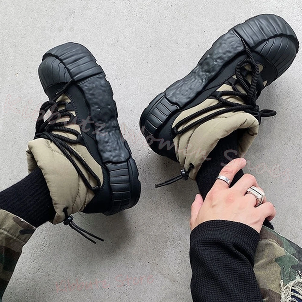 Platform Sneakers Shell Toe Lace Up Closure Padded Streetwear Chunky Sole Casual Shoes for Punk Rock Style Novelty Concise New