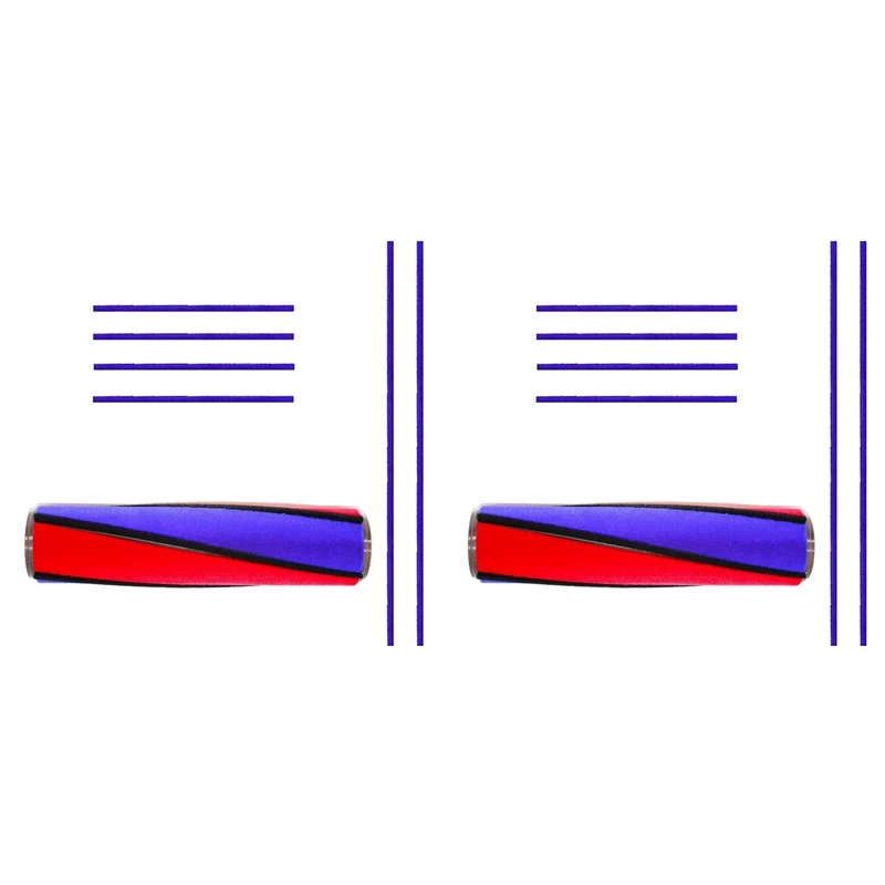 2x escova de substituição para dyson v6 v7 v8 v10 v11, acessórios de rolo macio, com 12 tiras de feltro, limpeza e remoção de poeira