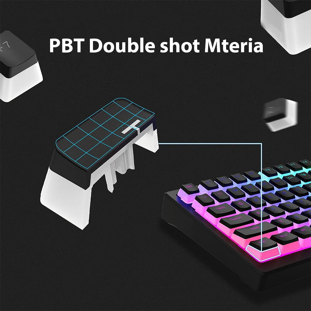 129 Keys Pudding Keycaps PBT Double Shot RGB Gaming Keyboard Keycaps For 61 68 84 87 96 98 100 104 108 Keys Mechanical Keyboard view 5